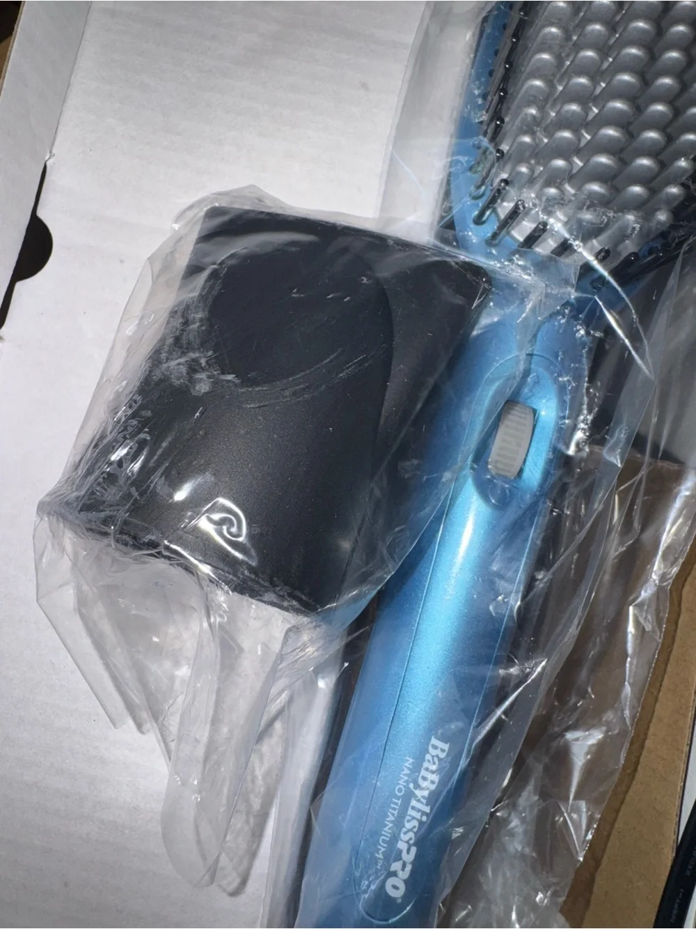 New BaBylissPRO Nano Titanium 2000W Ionic Dryer Thermal Paddle Brush Light Blue